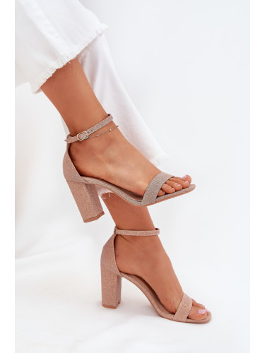 Boto Блестящи Дамски Сандали На Ток Розово Злато Kavina