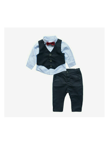 Бебешки официален костюм за момче с ризка в светлосиньо и елек