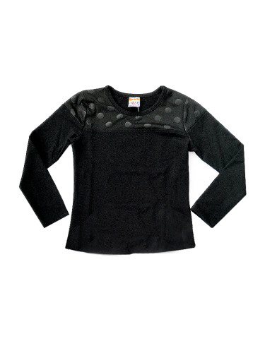 Детска блуза с дълъг ръкав в черно за момиче