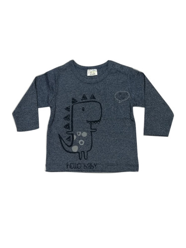 Бебешка блуза с динозавърче в сиво
