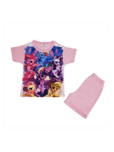 Детска пижама с къс ръкав Понита в розово