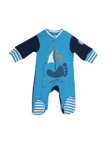 Бебешки гащеризон в синьо с дълъг ръкав