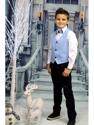 Официален костюм момче от елек в светлосиньо, риза в бяло, панталон и 