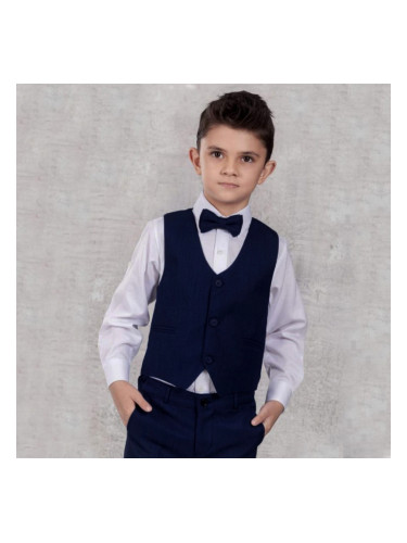Официален костюм момче от елек в тъмносиньо, риза в бяло, панталон и п