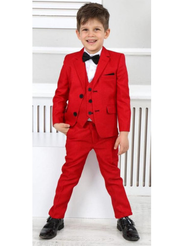 Официален детски костюм за момче от 5 части със сако в червено