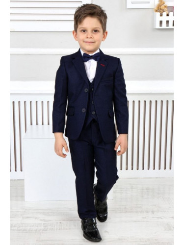 Официален детски костюм за момче в тъмносиньо от 5 части със сако от к