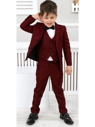 Официален детски костюм за момче в бордо от 5 части със сако