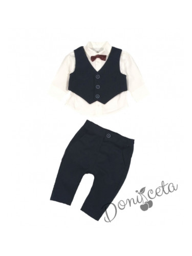 Бебешки/детски официален костюм с елек за момче с бяла ризка