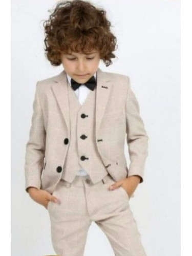 Официален детски костюм за момче от 5 части със сако в бежово 5576854