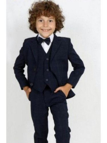 Официален детски костюм за момче от 5 части със сако в тъмносиньо 5544