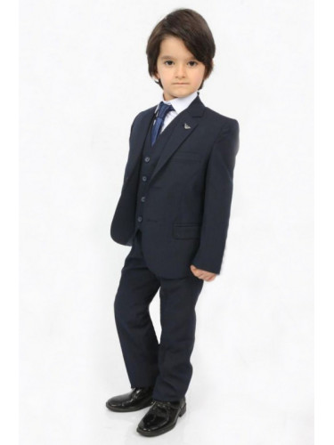 Официален костюм в тъмносиньо за момче от 5 части с вратовръзка от ко