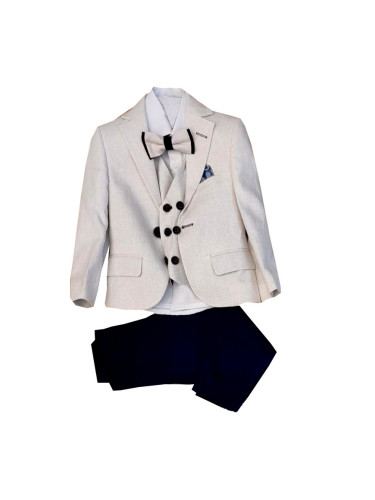 Официален детски костюм за момче от 5 части със сако в бежово и пантал