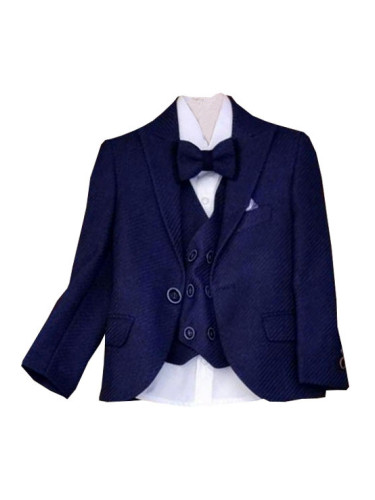 Официален детски костюм за момче от 5 части със сако в тъмносиньо 7452