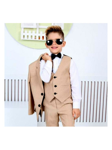 Официален детски костюм за момче от 5 части в бежово 