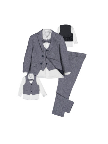 Официален детски костюм за момче от 5 части със сако в сиво Сивина