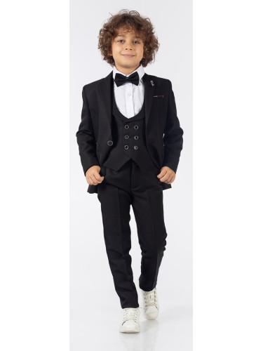 Официален детски костюм за момче от 5 части със сако в черно от колекц