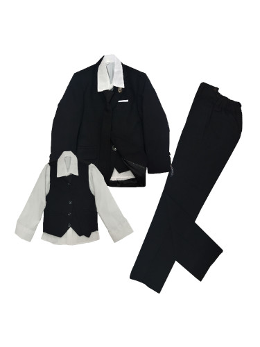 Официален детски костюм за момче от 5 части в черно