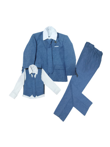 Официален детски костюм за момче от 5 части в синьо 