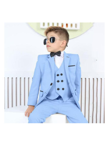 Официален детски костюм за момче от 5 части със сако в светлосиньо с п