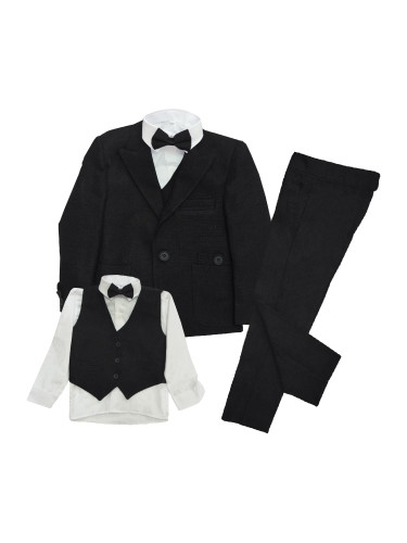 Официален детски костюм за момче от 5 части в черно от колекция Чернов
