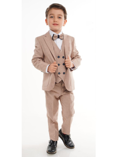 Официален детски костюм за момче от 5 части в бежово от колекция Бежи