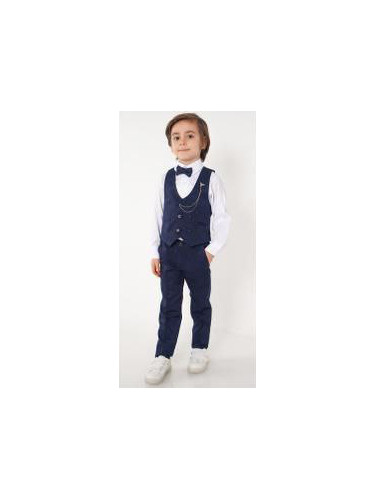 Официален костюм за момче от 4 части елек , риза в бяло, панталон и па