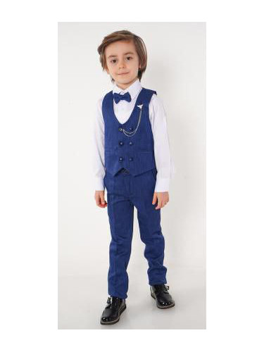 Официален костюм за момче от 4 части елек , риза в бяло, панталон и па