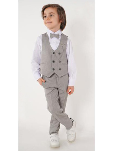 Официален костюм за момче от 4 части елек , риза в бяло, панталон и па