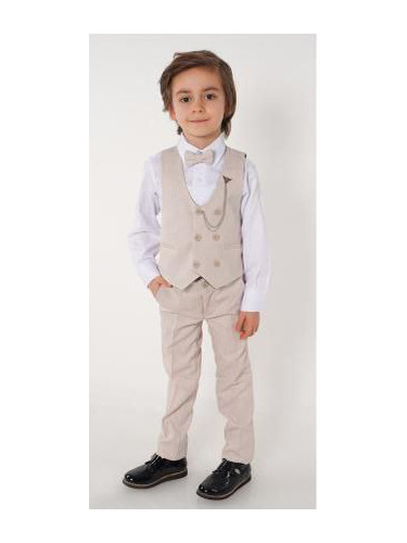 Официален костюм за момче от 4 части елек , риза в бяло, панталон и па