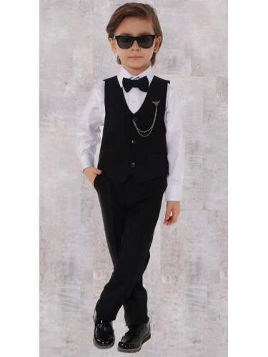 Официален комплект за момче от 4 части елек , риза в бяло, панталон и 