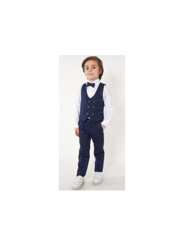 Официален комплект за момче от 4 части елек , риза в бяло, панталон и 