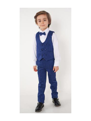 Официален комплект за момче от 4 части елек , риза в бяло, панталон и 