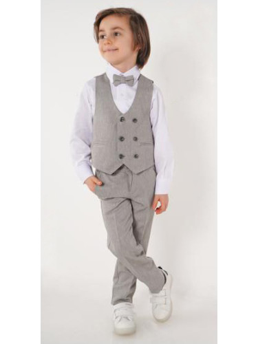 Официален комплект за момче от 4 части елек , риза в бяло, панталон и 