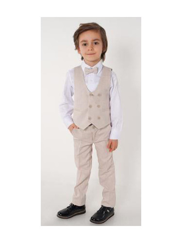 Официален комплект за момче от 4 части елек , риза в бяло, панталон и 