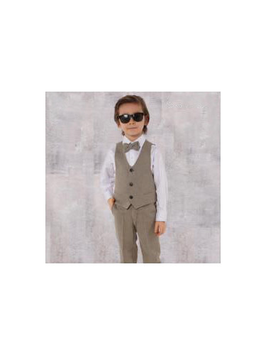 Официален костюм за момче от 4 части елек , риза в бяло, панталон и па