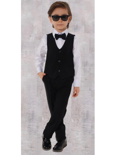 Официален костюм за момче от 4 части елек , риза в бяло, панталон и па