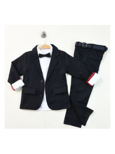 Официален детски костюм за момче от 5 части с колан в черно