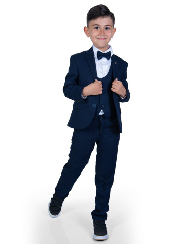 Официален детски костюм за момче от 5 части със сако в тъмносиньо 3456