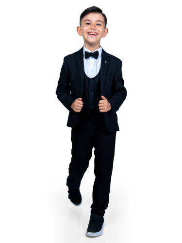 Официален детски костюм за момче от 5 части със сако в черно 3456615 о