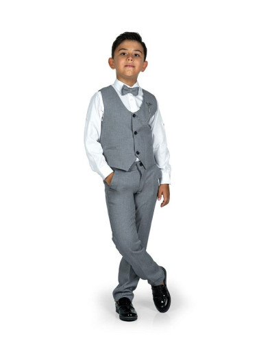 Официален костюм за момче от 4 части елек , риза в бяло, панталон и па