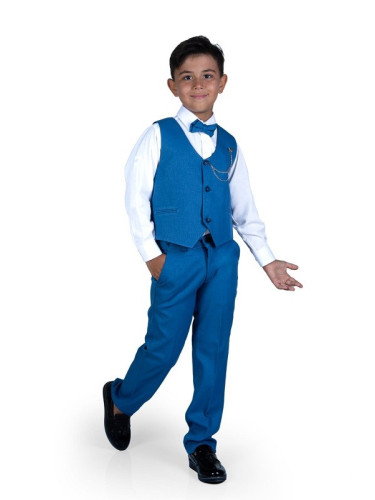 Официален костюм за момче от 4 части елек , риза в бяло, панталон и па
