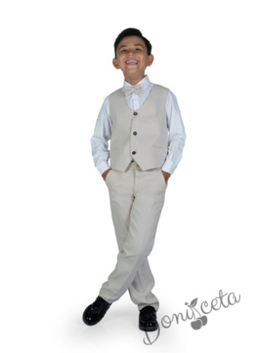 Официален костюм за момче от 4 части елек , риза в бяло, панталон и па