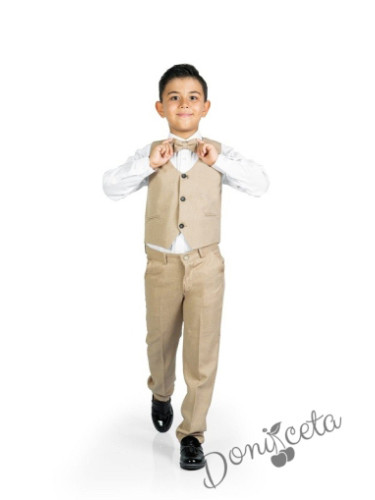 Официален костюм за момче от 4 части елек , риза в бяло, панталон и па