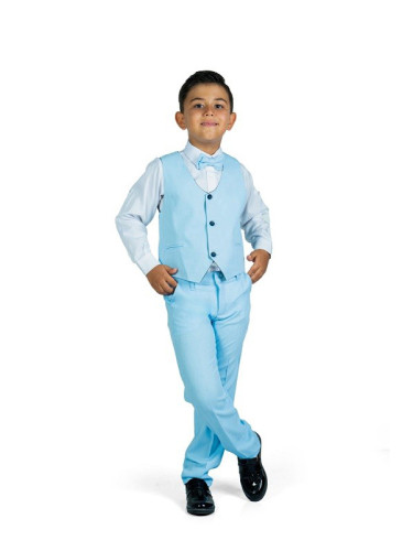 Официален комплект за момче от 4 части елек , риза в бяло, панталон и 