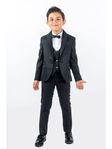 Официален детски костюм за момче от 5 части в черно от колекция Чернов
