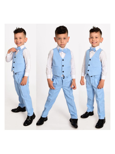 Официален комплект за момче в светлосиньо от 4 части панталон, елек, р