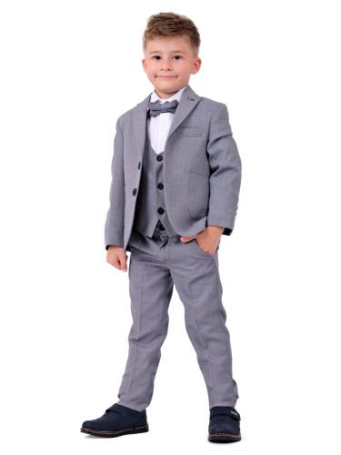 Елегантен официален костюм за момче от 5 части в сиво със сако 3300110