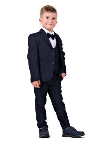 Елегантен официален костюм за момче от 5 части в тъмносиньо със сако 