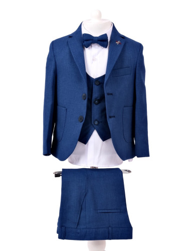 Елегантен официален костюм за момче от 5 части в тъмносиньо със сако 