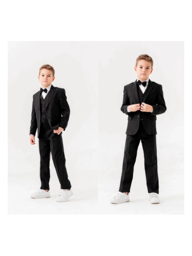 Официален костюм за момче от 5 части в черно с папийонка